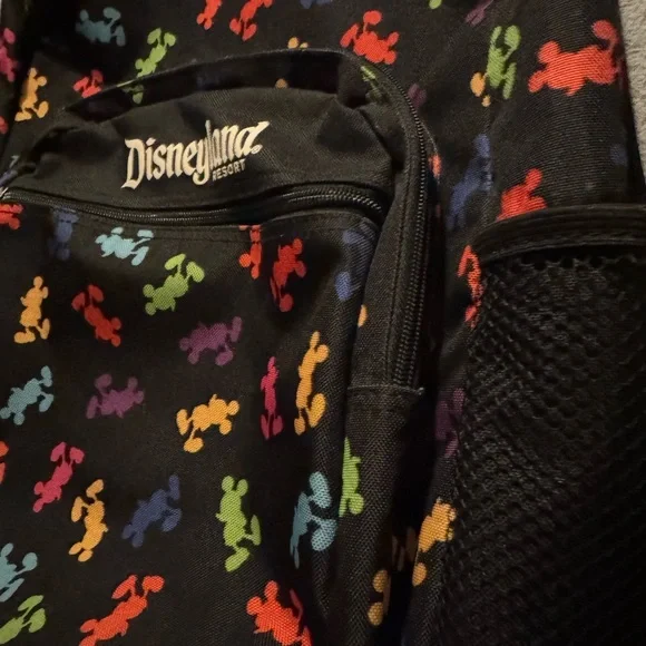 Disneyland Parks Backpack Rainbow Mickey Black Colorful / Padded Straps Storage & Organization